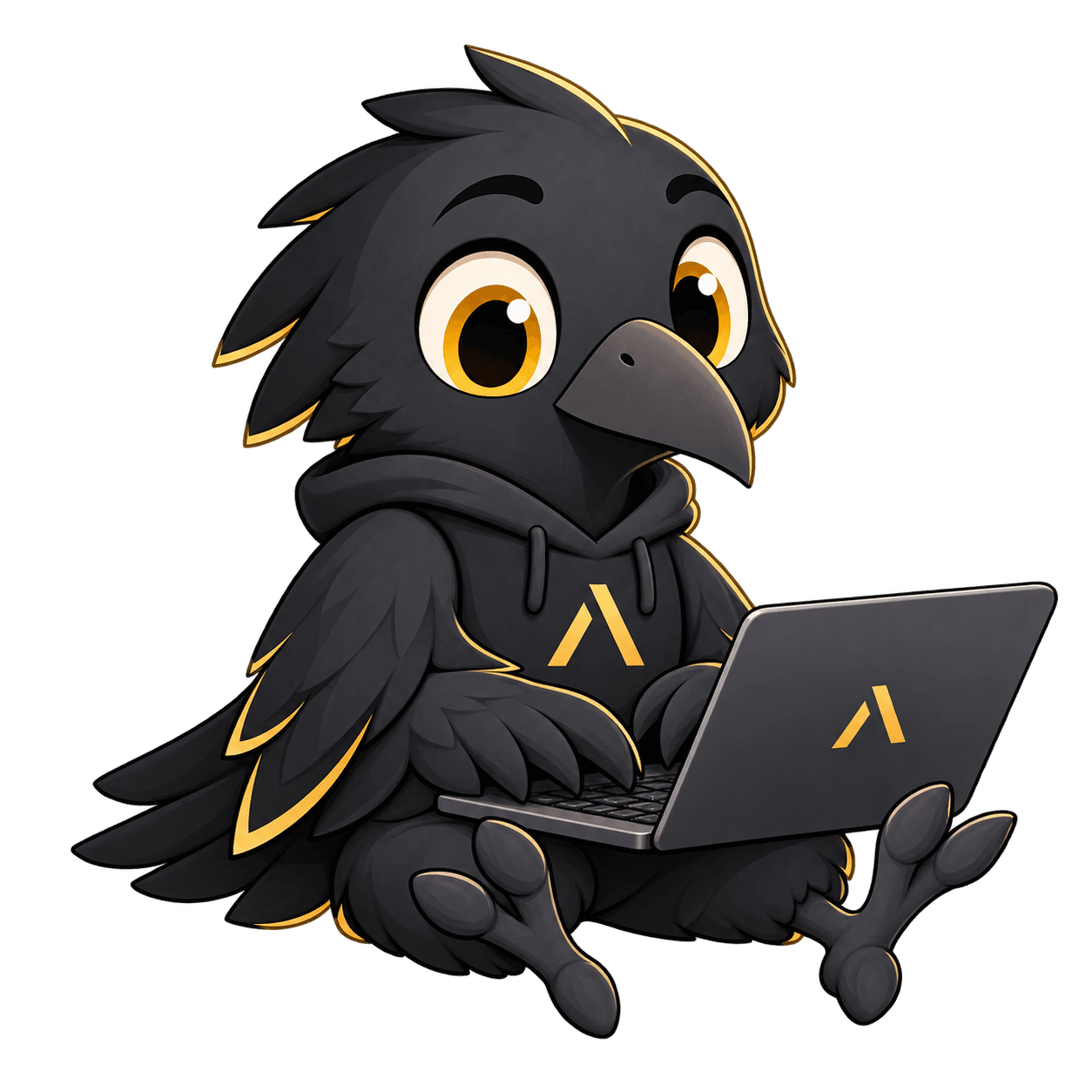 Rook focused on building at his laptop